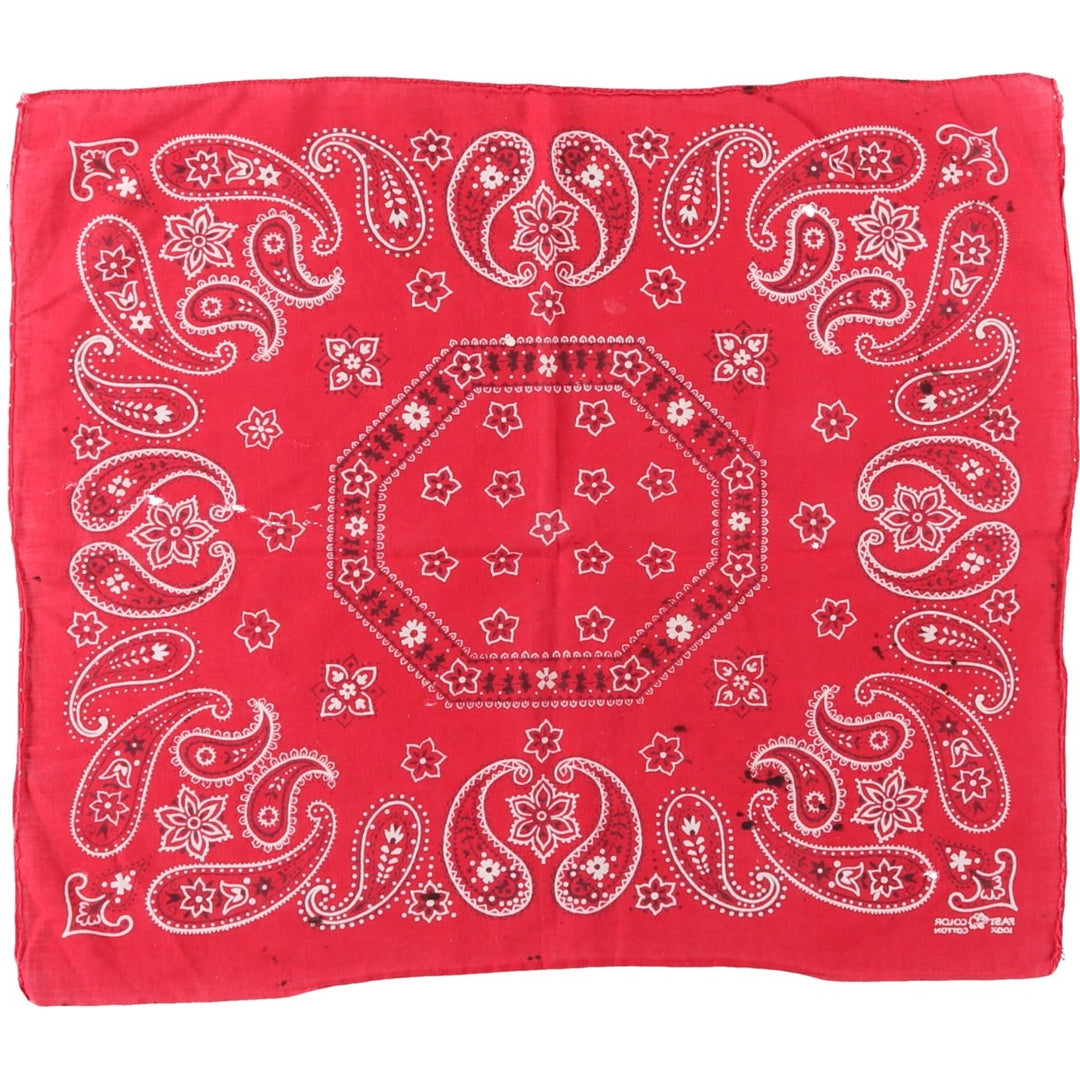 60s-70'S ELEPHANT BRAND Paisley Pattern Trunk Up Bandana (One Ear, Upper Nose) Vintage cotton red type Vintage Second Hand