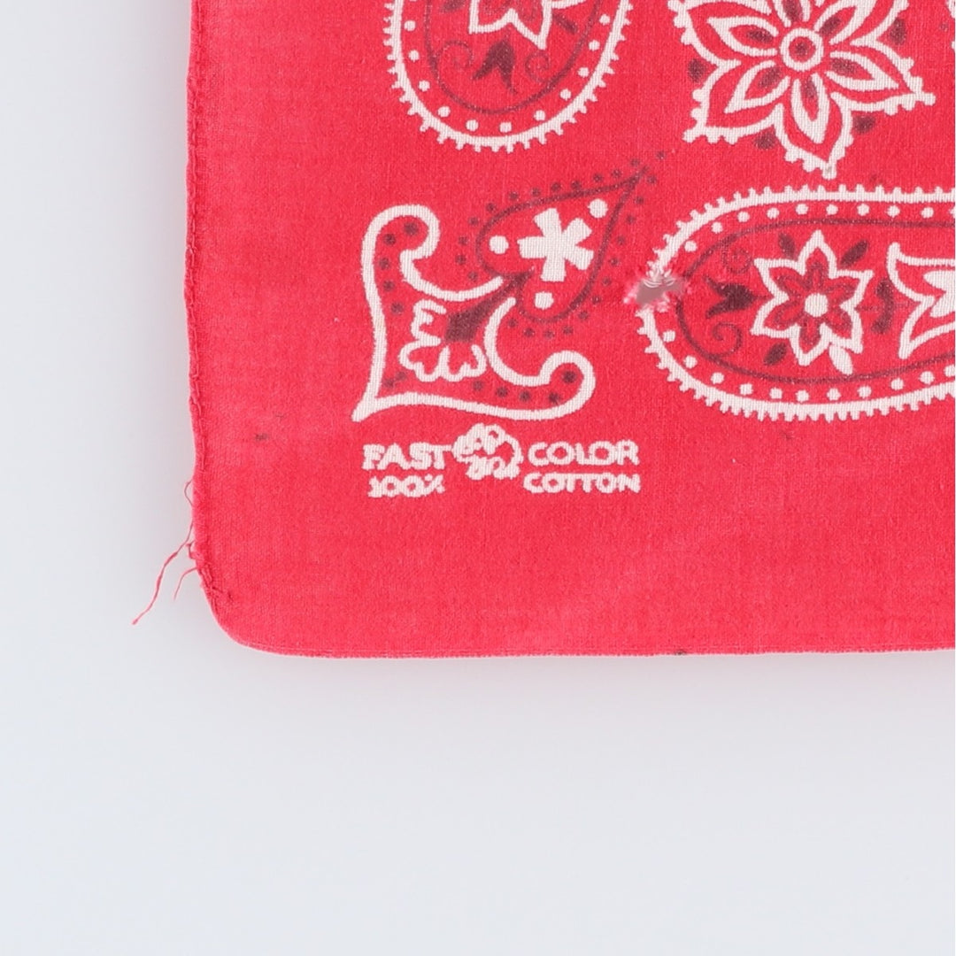 60s-70'S ELEPHANT BRAND Paisley Pattern Trunk Up Bandana (One Ear, Upper Nose) Vintage cotton red type Vintage Second Hand