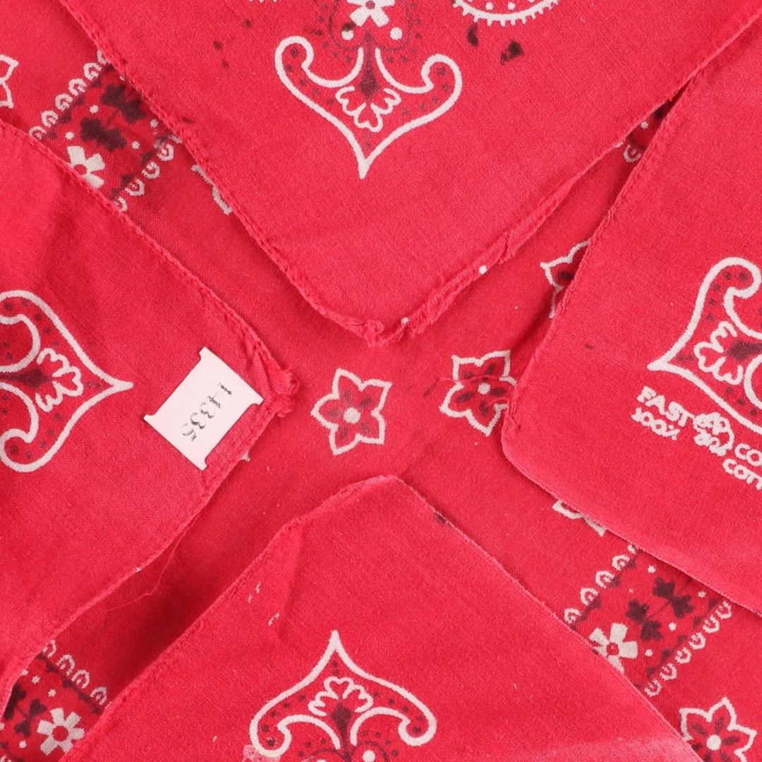 60s-70'S ELEPHANT BRAND Paisley Pattern Trunk Up Bandana (One Ear, Upper Nose) Vintage cotton red type Vintage Second Hand