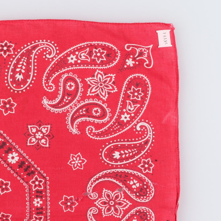 60s-70'S ELEPHANT BRAND Paisley Pattern Trunk Up Bandana (One Ear, Upper Nose) Vintage cotton red type Vintage Second Hand