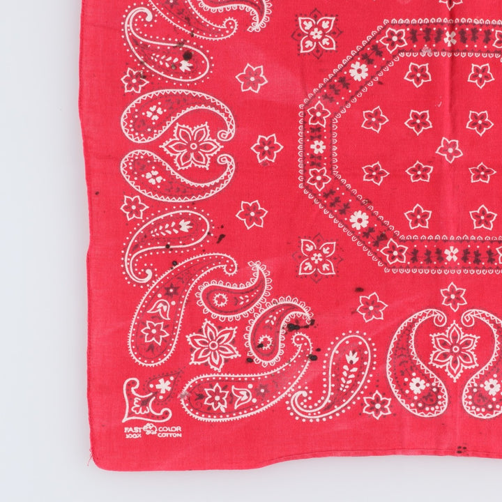 60s-70'S ELEPHANT BRAND Paisley Pattern Trunk Up Bandana (One Ear, Upper Nose) Vintage cotton red type Vintage Second Hand