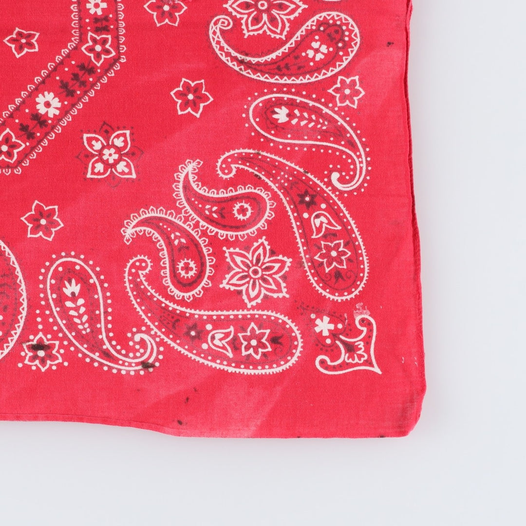 60s-70'S ELEPHANT BRAND Paisley Pattern Trunk Up Bandana (One Ear, Upper Nose) Vintage cotton red type Vintage Second Hand