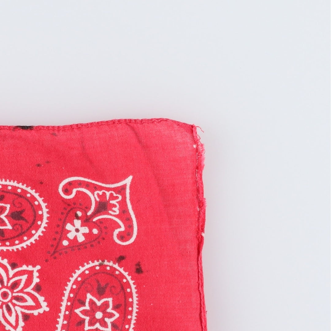 60s-70'S ELEPHANT BRAND Paisley Pattern Trunk Up Bandana (One Ear, Upper Nose) Vintage cotton red type Vintage Second Hand