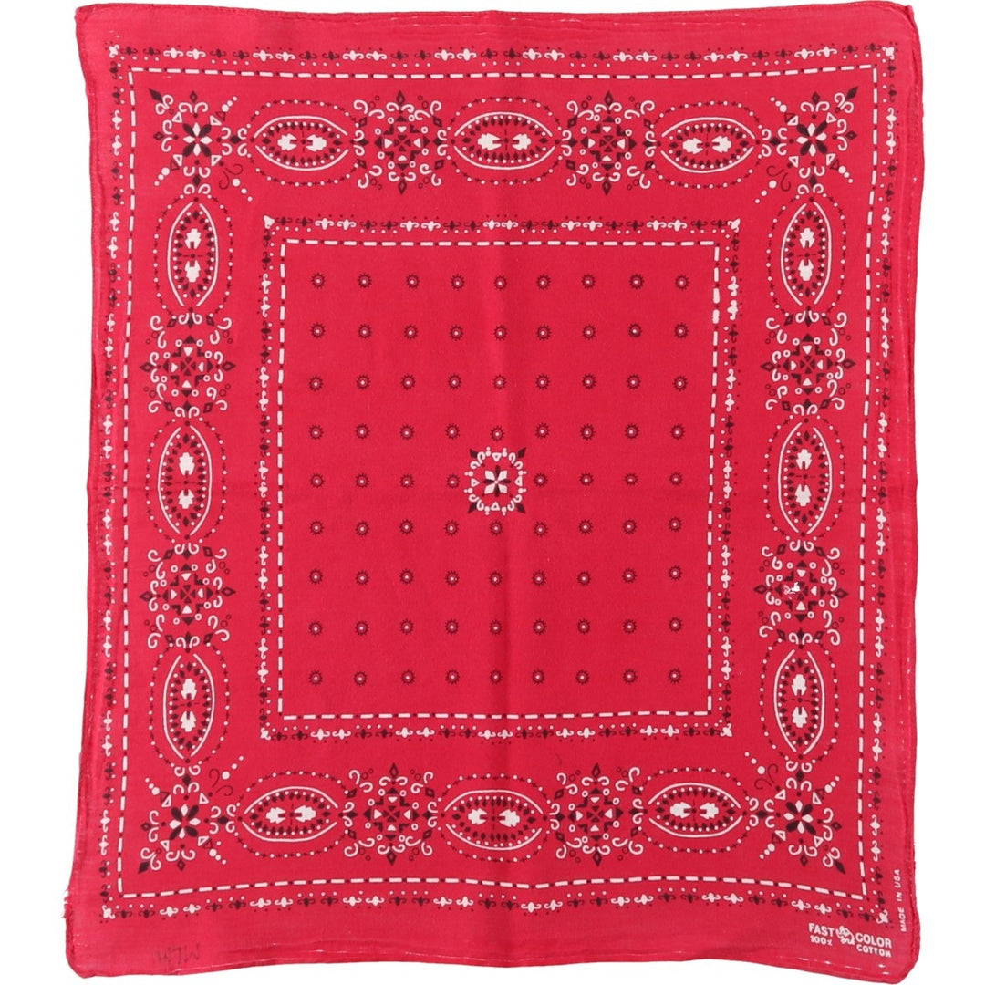 60s-70'S ELEPHANT BRAND all-over print trunk-up bandana, one ear, upper nose, made in USA, vintage. cotton red type Vintage Second Hand