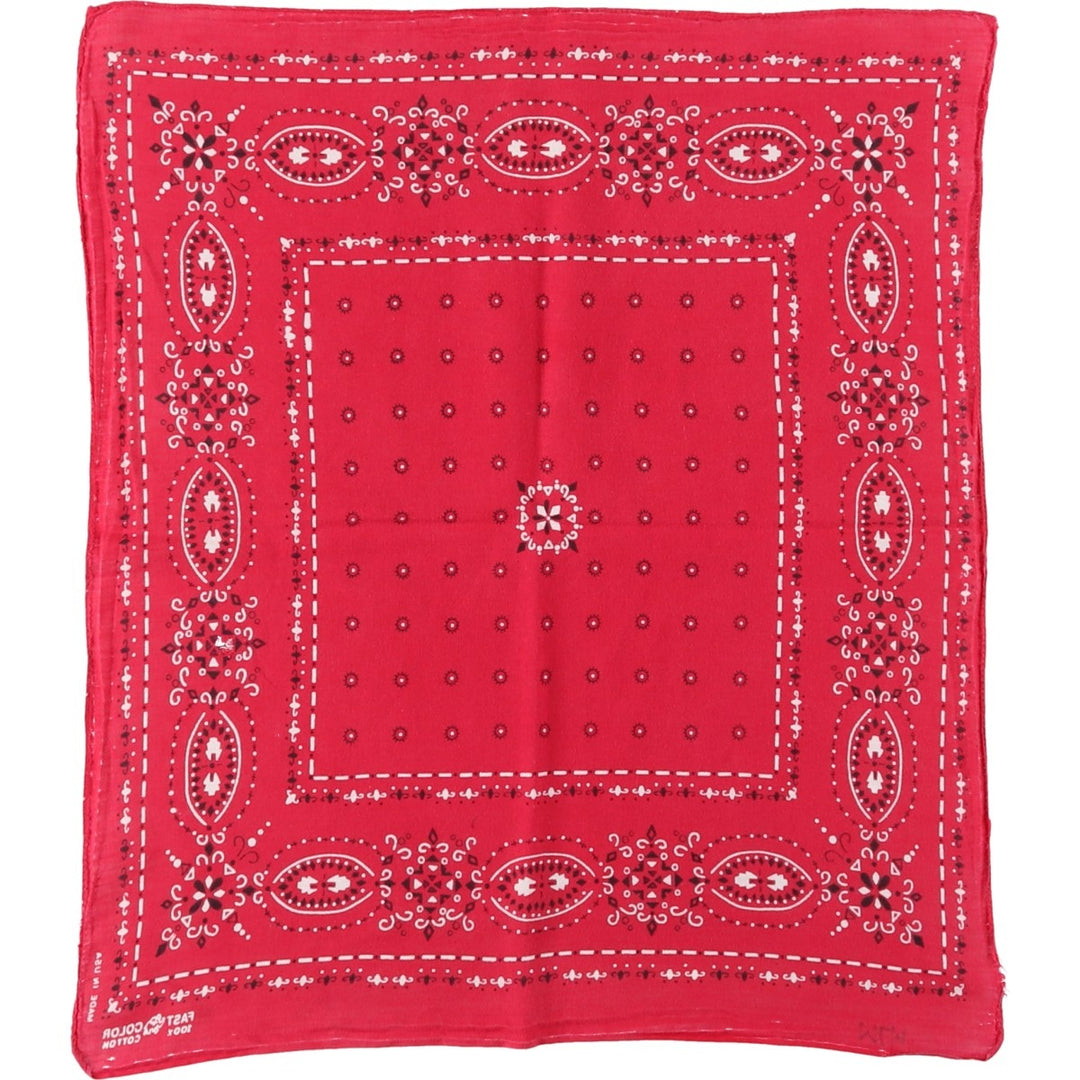 60s-70'S ELEPHANT BRAND all-over print trunk-up bandana, one ear, upper nose, made in USA, vintage. cotton red type Vintage Second Hand