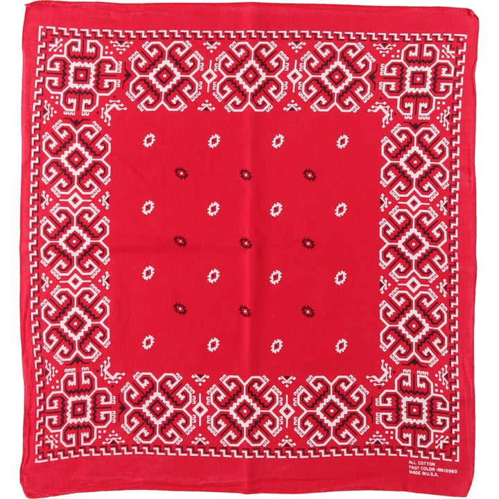 60s-70'S all-over print bandana, single selvedge, made in USA, vintage. cotton red type Vintage Second Hand