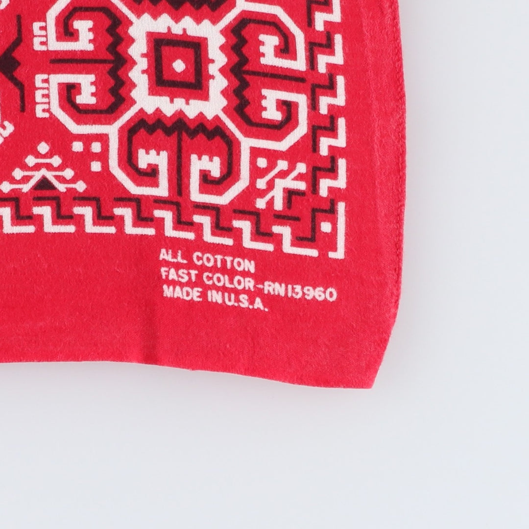60s-70'S all-over print bandana, single selvedge, made in USA, vintage. cotton red type Vintage Second Hand