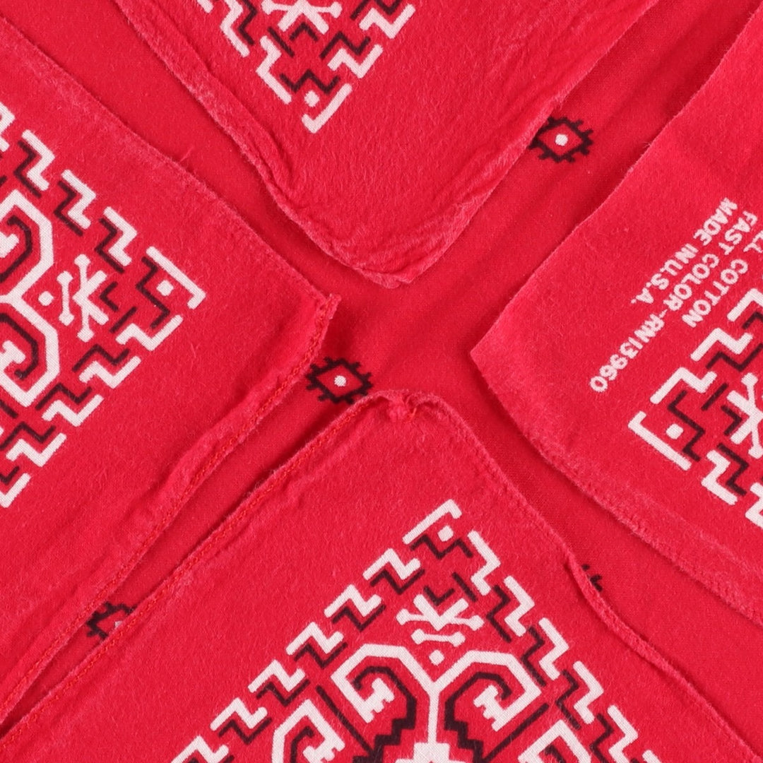 60s-70'S all-over print bandana, single selvedge, made in USA, vintage. cotton red type Vintage Second Hand