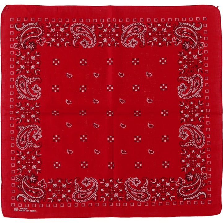 60s-70'S all-over paisley pattern bandana, one selvedge, vintage. cotton red type Vintage Second Hand