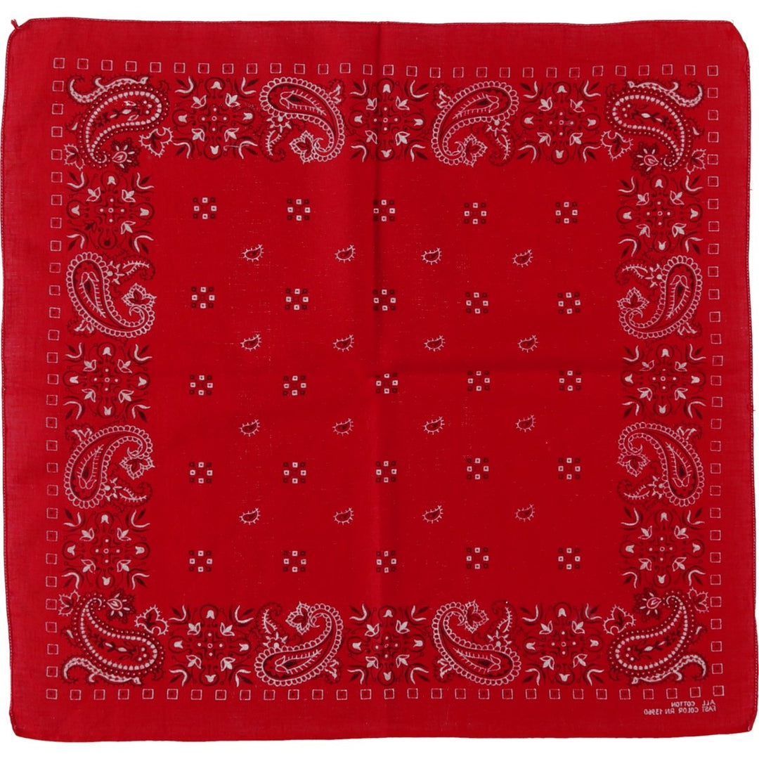 60s-70'S all-over paisley pattern bandana, one selvedge, vintage. cotton red type Vintage Second Hand