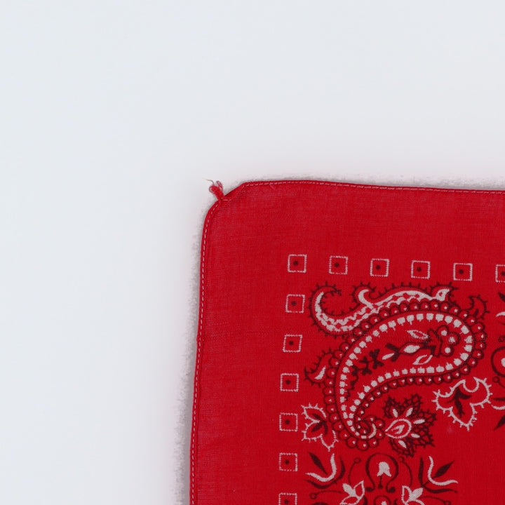 60s-70'S all-over paisley pattern bandana, one selvedge, vintage. cotton red type Vintage Second Hand