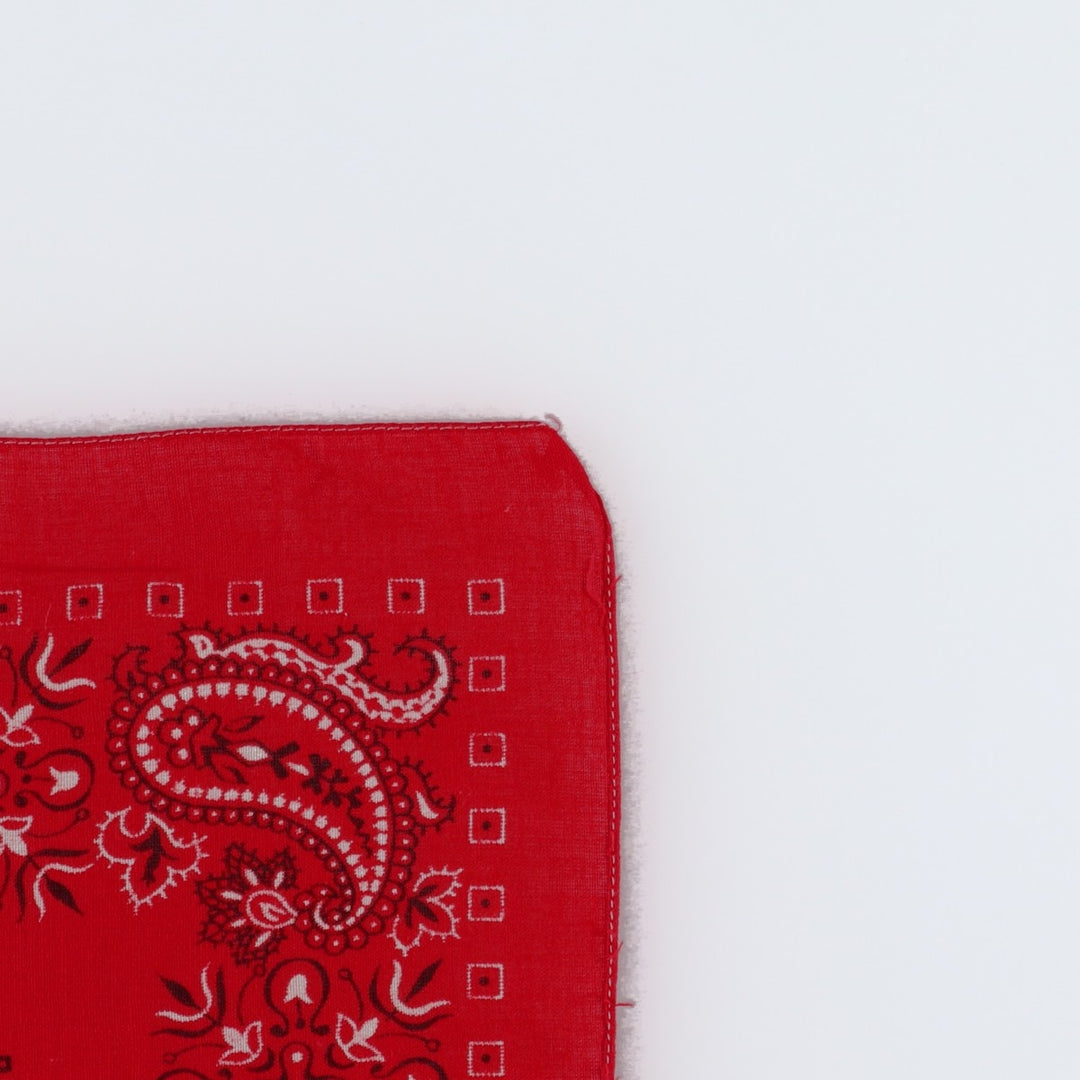 60s-70'S all-over paisley pattern bandana, one selvedge, vintage. cotton red type Vintage Second Hand