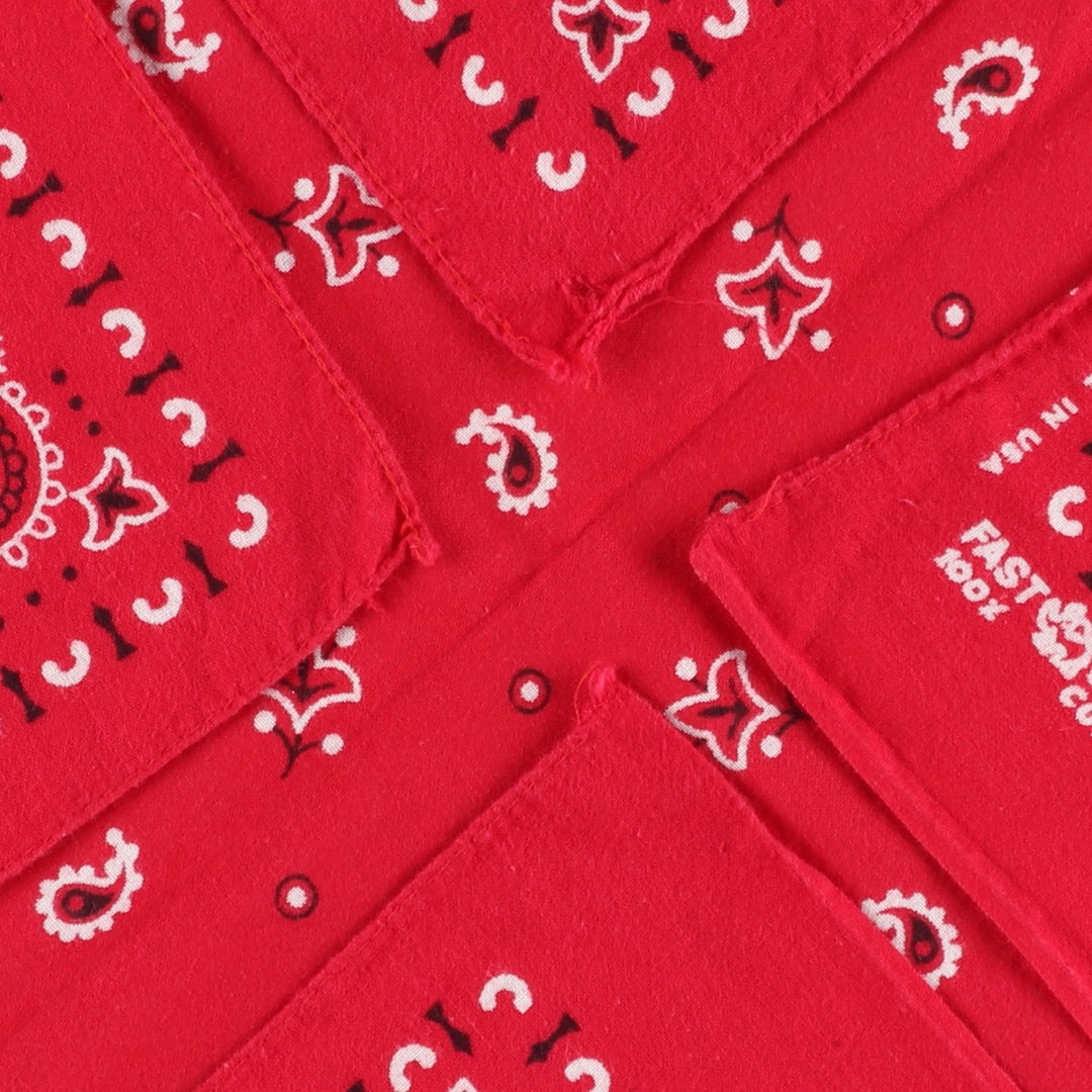 60s-70'S ELEPHANT BRAND Paisley Pattern Trunk Up Bandana, One Ear, Upper Nose, Made in USA, Vintage cotton red type Vintage Second Hand