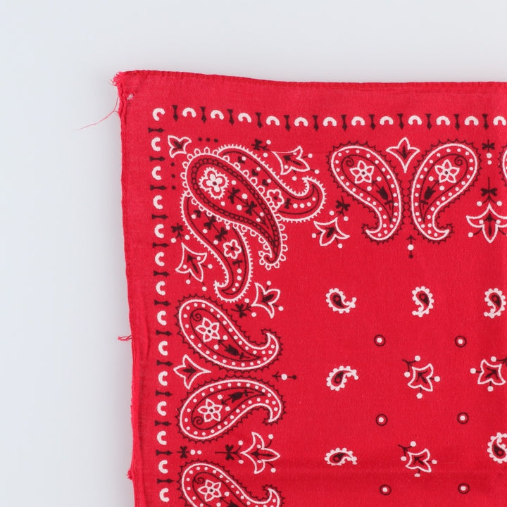 60s-70'S ELEPHANT BRAND Paisley Pattern Trunk Up Bandana, One Ear, Upper Nose, Made in USA, Vintage cotton red type Vintage Second Hand