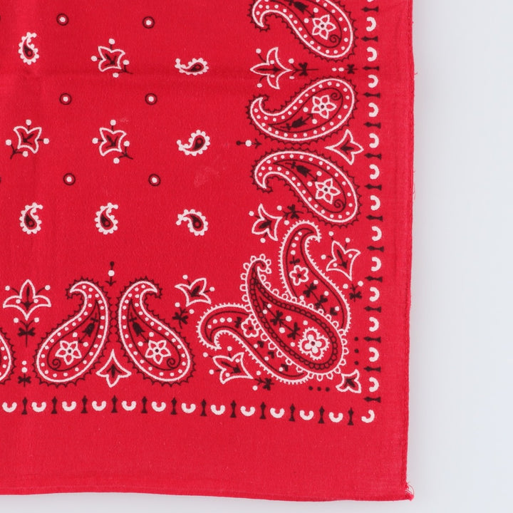 60s-70'S ELEPHANT BRAND Paisley Pattern Trunk Up Bandana, One Ear, Upper Nose, Made in USA, Vintage cotton red type Vintage Second Hand