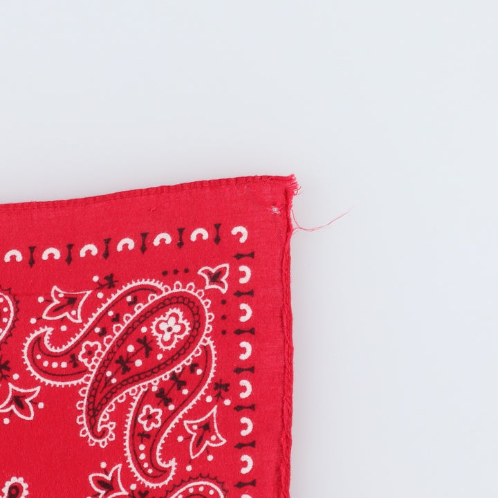 60s-70'S ELEPHANT BRAND Paisley Pattern Trunk Up Bandana, One Ear, Upper Nose, Made in USA, Vintage cotton red type Vintage Second Hand
