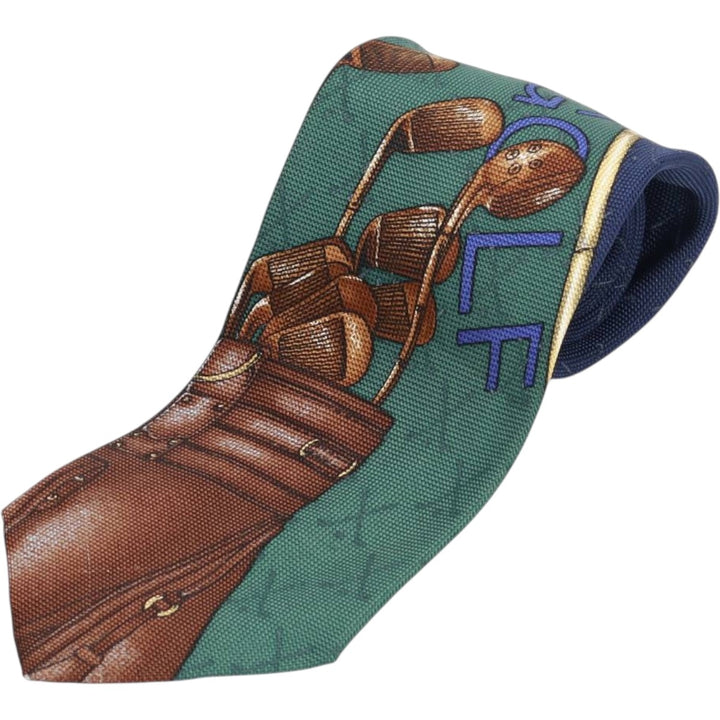 90'S Ralph Lauren POLO by Ralph Lauren all-over print tie, made in the USA, vintage. silk navy blue type Vintage Second Hand