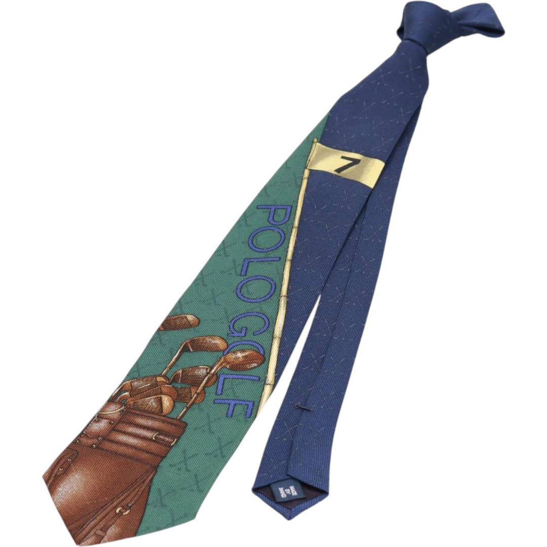 90'S Ralph Lauren POLO by Ralph Lauren all-over print tie, made in the USA, vintage. silk navy blue type Vintage Second Hand