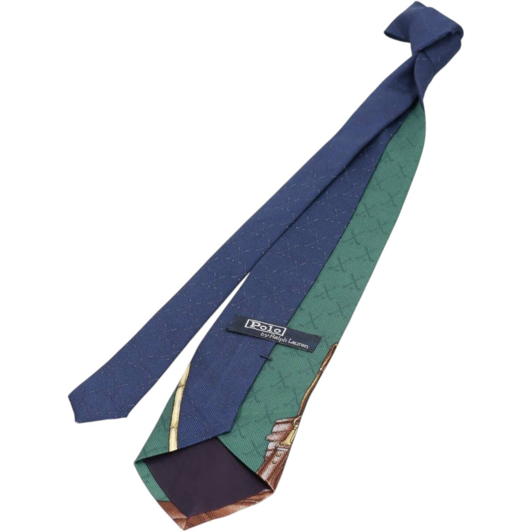 90'S Ralph Lauren POLO by Ralph Lauren all-over print tie, made in the USA, vintage. silk navy blue type Vintage Second Hand