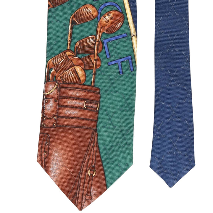 90'S Ralph Lauren POLO by Ralph Lauren all-over print tie, made in the USA, vintage. silk navy blue type Vintage Second Hand