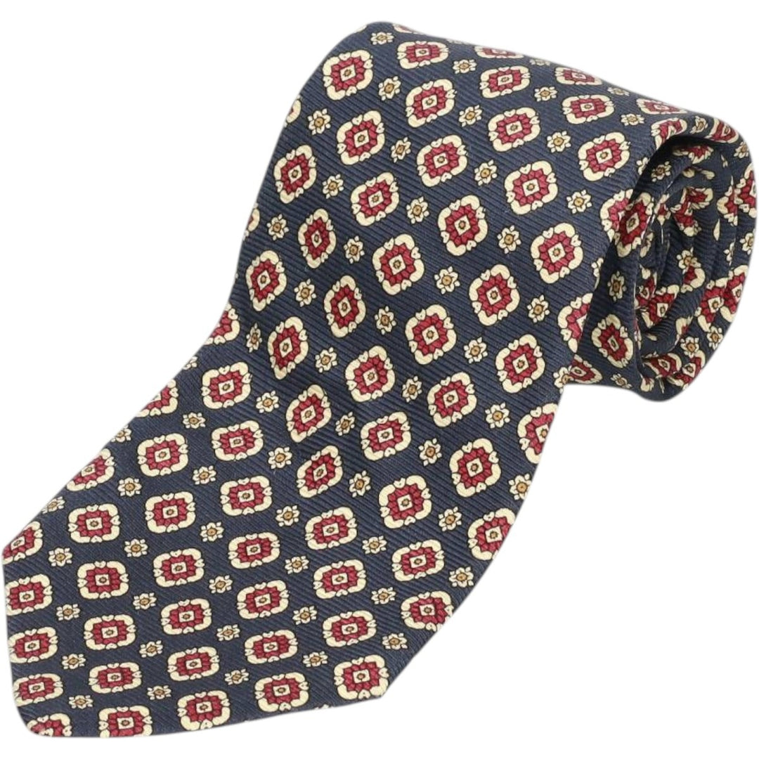 90'S Ralph Lauren POLO by Ralph Lauren all-over print tie, made in the USA, vintage. silk navy blue type Vintage Second Hand