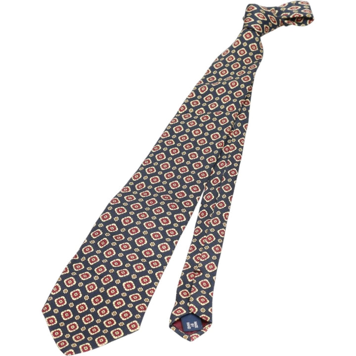 90'S Ralph Lauren POLO by Ralph Lauren all-over print tie, made in the USA, vintage. silk navy blue type Vintage Second Hand