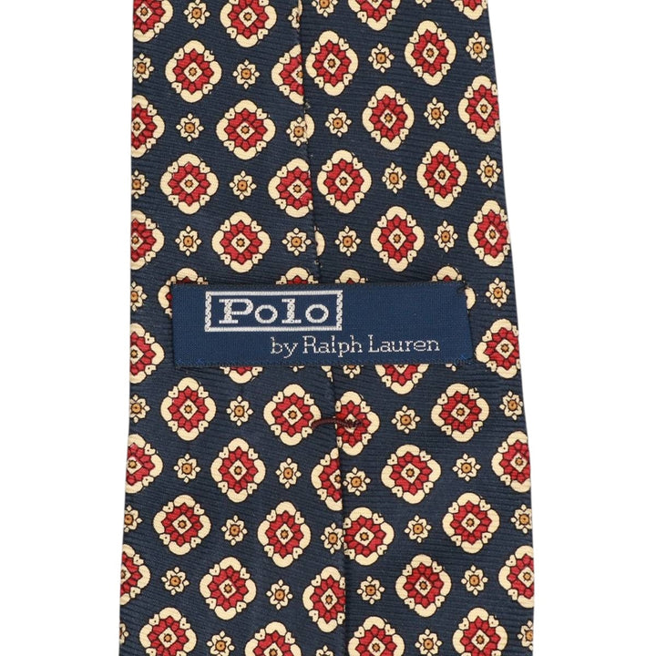 90'S Ralph Lauren POLO by Ralph Lauren all-over print tie, made in the USA, vintage. silk navy blue type Vintage Second Hand