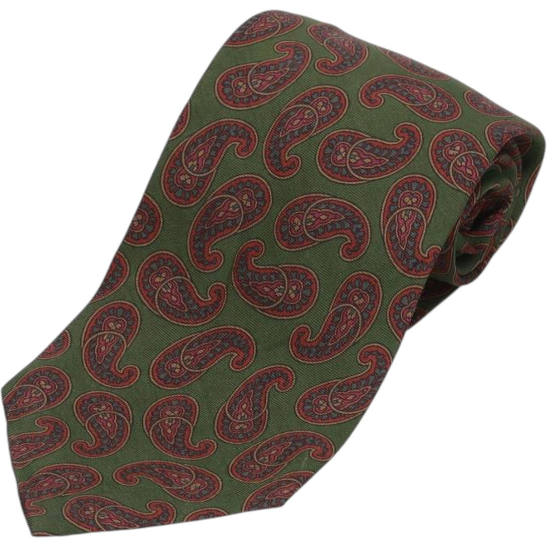 Vintage 90'S Ralph Lauren POLO by Ralph Lauren Paisley Pattern Tie, Made in USA silk Khaki type Vintage Second Hand