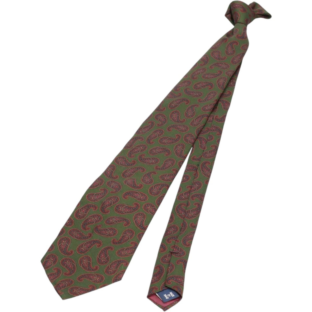 Vintage 90'S Ralph Lauren POLO by Ralph Lauren Paisley Pattern Tie, Made in USA silk Khaki type Vintage Second Hand