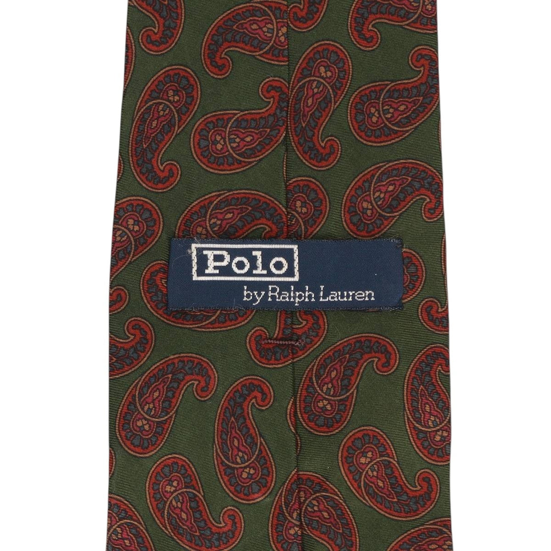 Vintage 90'S Ralph Lauren POLO by Ralph Lauren Paisley Pattern Tie, Made in USA silk Khaki type Vintage Second Hand