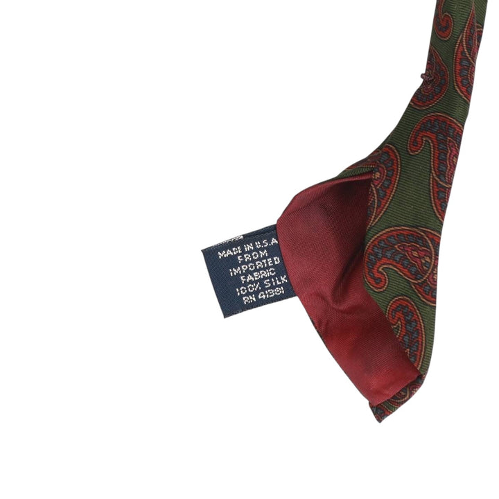 Vintage 90'S Ralph Lauren POLO by Ralph Lauren Paisley Pattern Tie, Made in USA silk Khaki type Vintage Second Hand