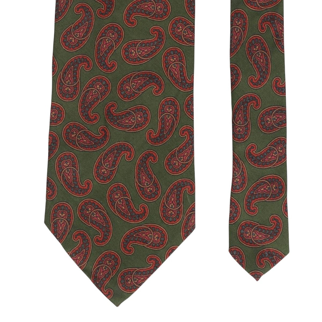 Vintage 90'S Ralph Lauren POLO by Ralph Lauren Paisley Pattern Tie, Made in USA silk Khaki type Vintage Second Hand