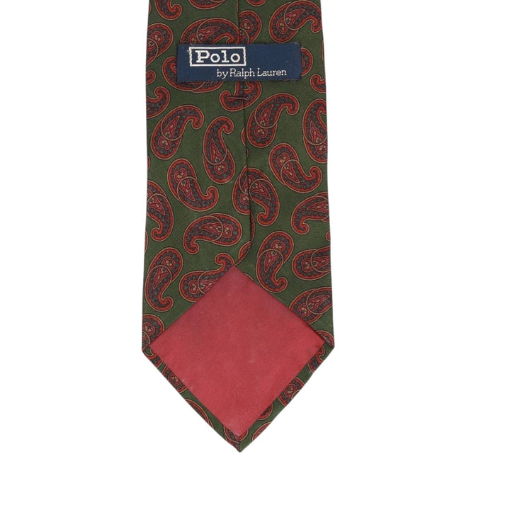 Vintage 90'S Ralph Lauren POLO by Ralph Lauren Paisley Pattern Tie, Made in USA silk Khaki type Vintage Second Hand