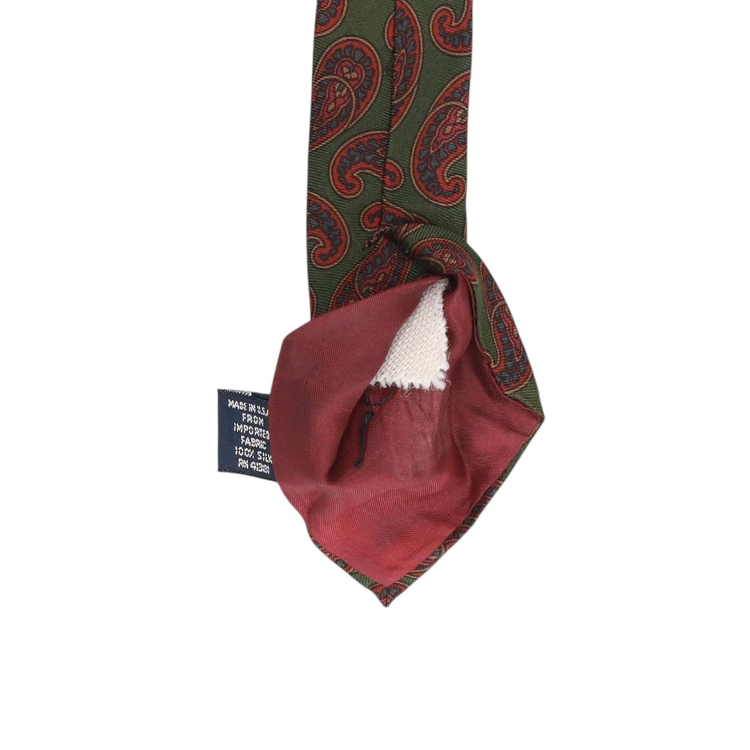 Vintage 90'S Ralph Lauren POLO by Ralph Lauren Paisley Pattern Tie, Made in USA silk Khaki type Vintage Second Hand