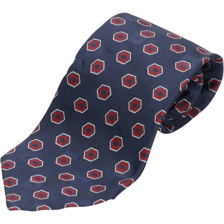 90'S Ralph Lauren POLO by Ralph Lauren all-over print tie, made in the USA, vintage. silk navy blue type Vintage Second Hand