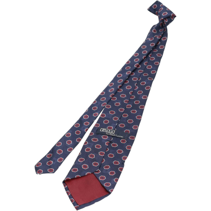 90'S Ralph Lauren POLO by Ralph Lauren all-over print tie, made in the USA, vintage. silk navy blue type Vintage Second Hand