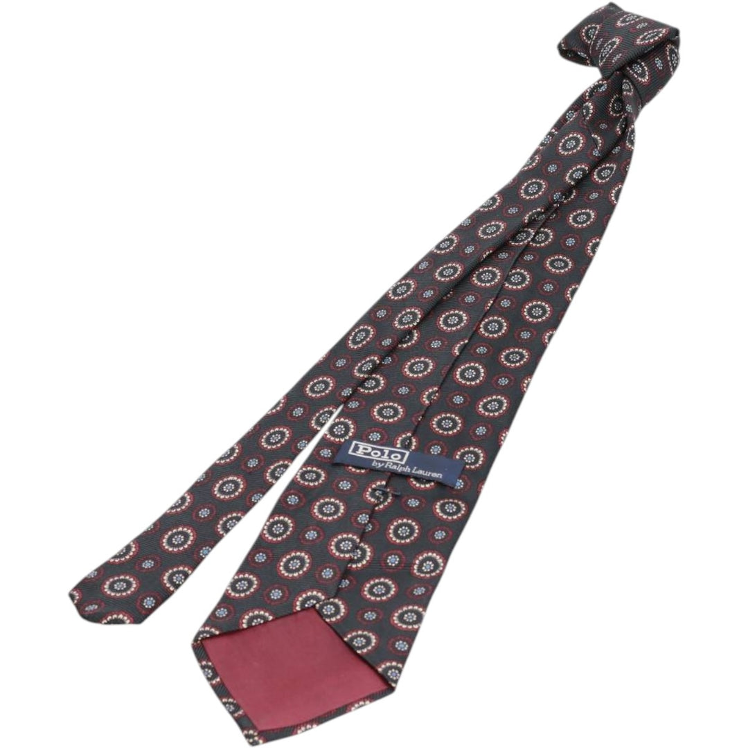 90'S Ralph Lauren POLO by Ralph Lauren all-over print tie, made in the USA, vintage. silk black type Vintage Second Hand