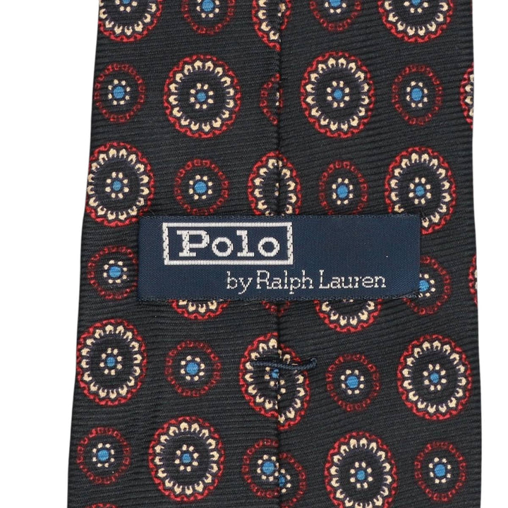 90'S Ralph Lauren POLO by Ralph Lauren all-over print tie, made in the USA, vintage. silk black type Vintage Second Hand