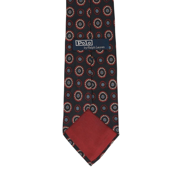 90'S Ralph Lauren POLO by Ralph Lauren all-over print tie, made in the USA, vintage. silk black type Vintage Second Hand