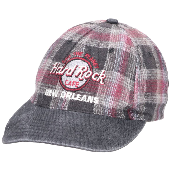 Hard Rock Cafe Advertising Tartan Check Two-Tone Baseball Cap, Made in USA, One Size Fits Most unclear gray type Vintage Second Hand