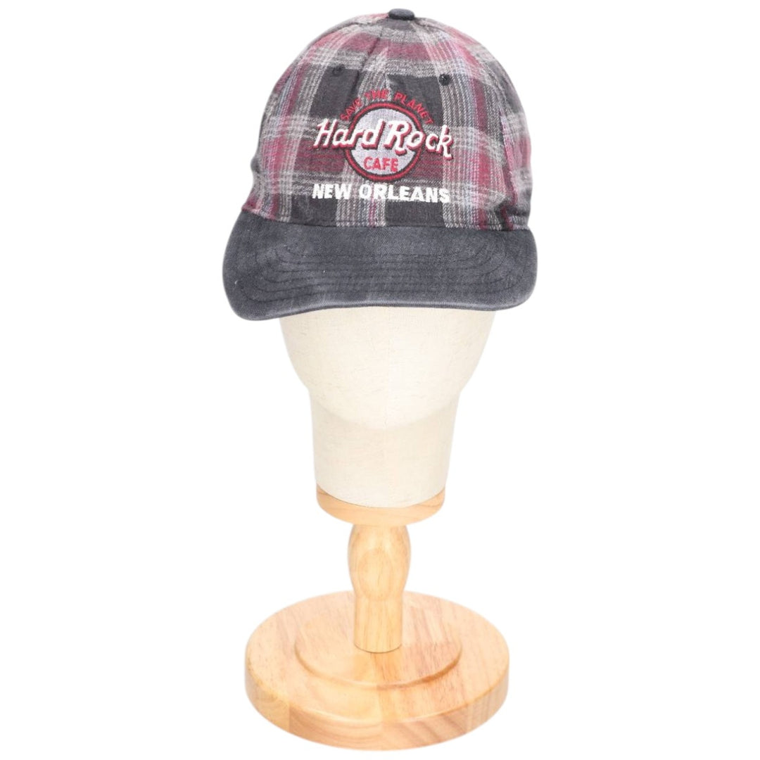 Hard Rock Cafe Advertising Tartan Check Two-Tone Baseball Cap, Made in USA, One Size Fits Most unclear gray type Vintage Second Hand