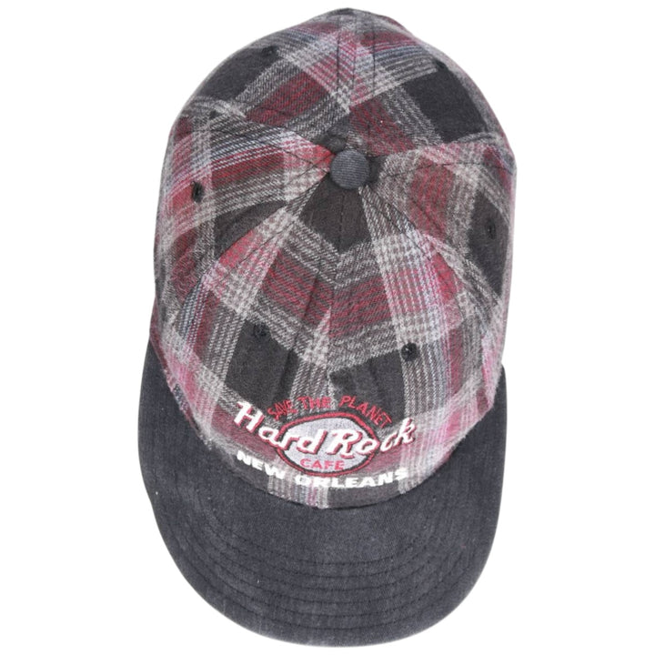 Hard Rock Cafe Advertising Tartan Check Two-Tone Baseball Cap, Made in USA, One Size Fits Most unclear gray type Vintage Second Hand