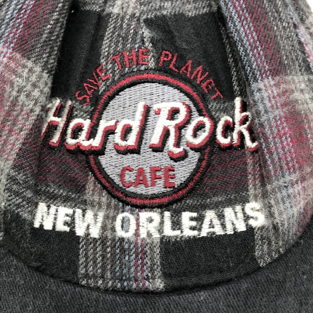 Hard Rock Cafe Advertising Tartan Check Two-Tone Baseball Cap, Made in USA, One Size Fits Most unclear gray type Vintage Second Hand