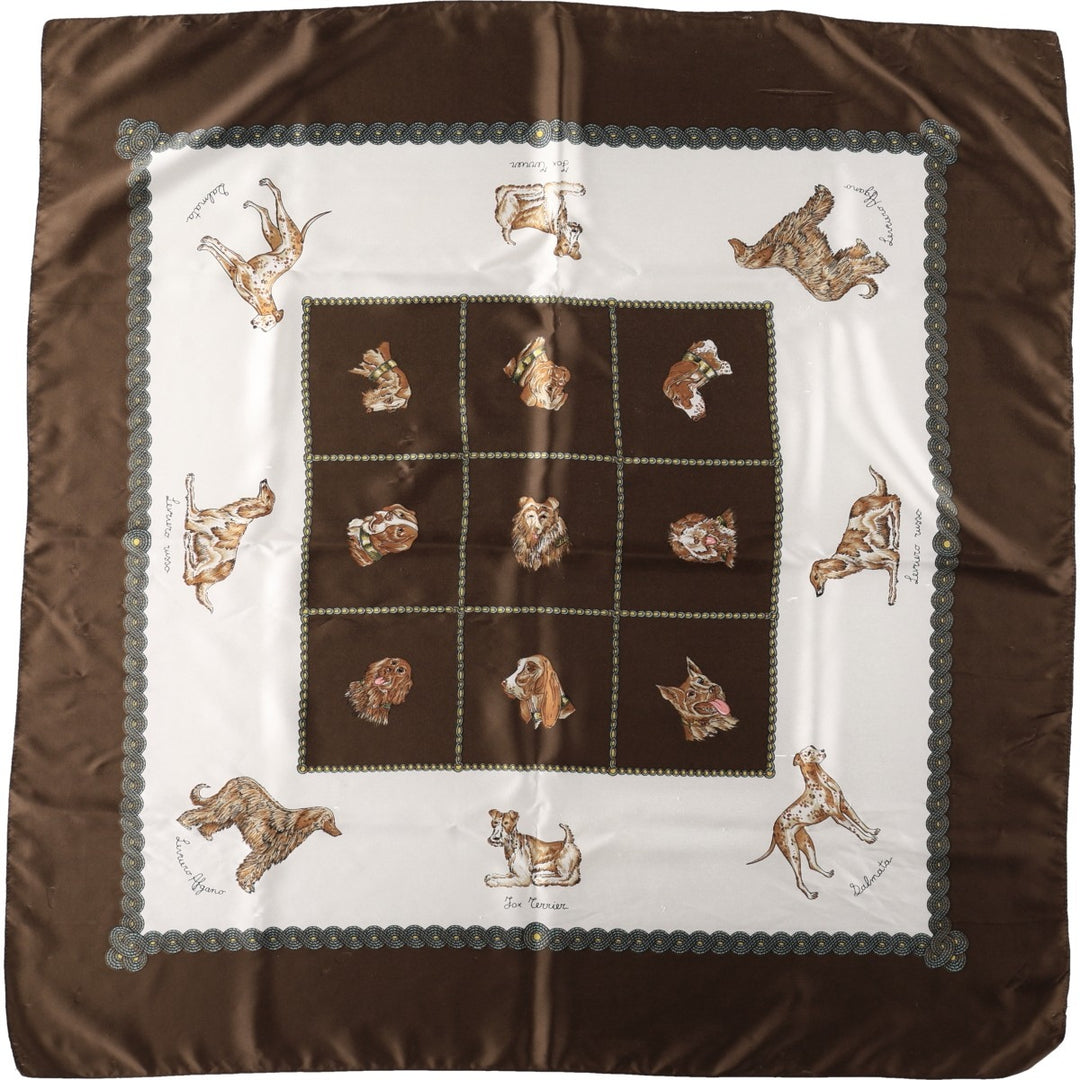Dog-patterned scarf unclear brown type Vintage Second Hand
