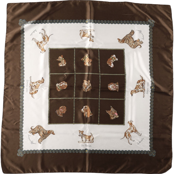 Dog-patterned scarf unclear brown type Vintage Second Hand