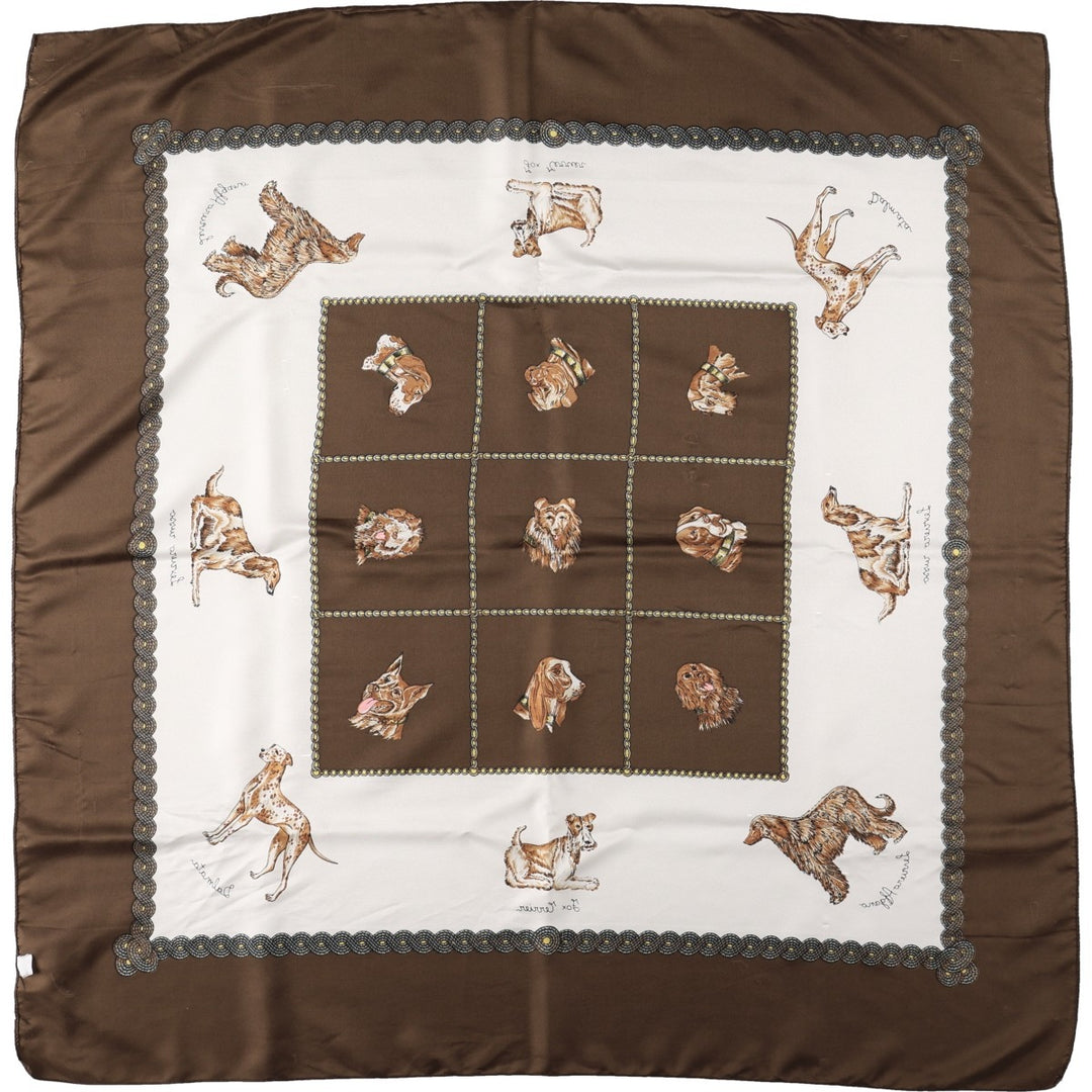 Dog-patterned scarf unclear brown type Vintage Second Hand