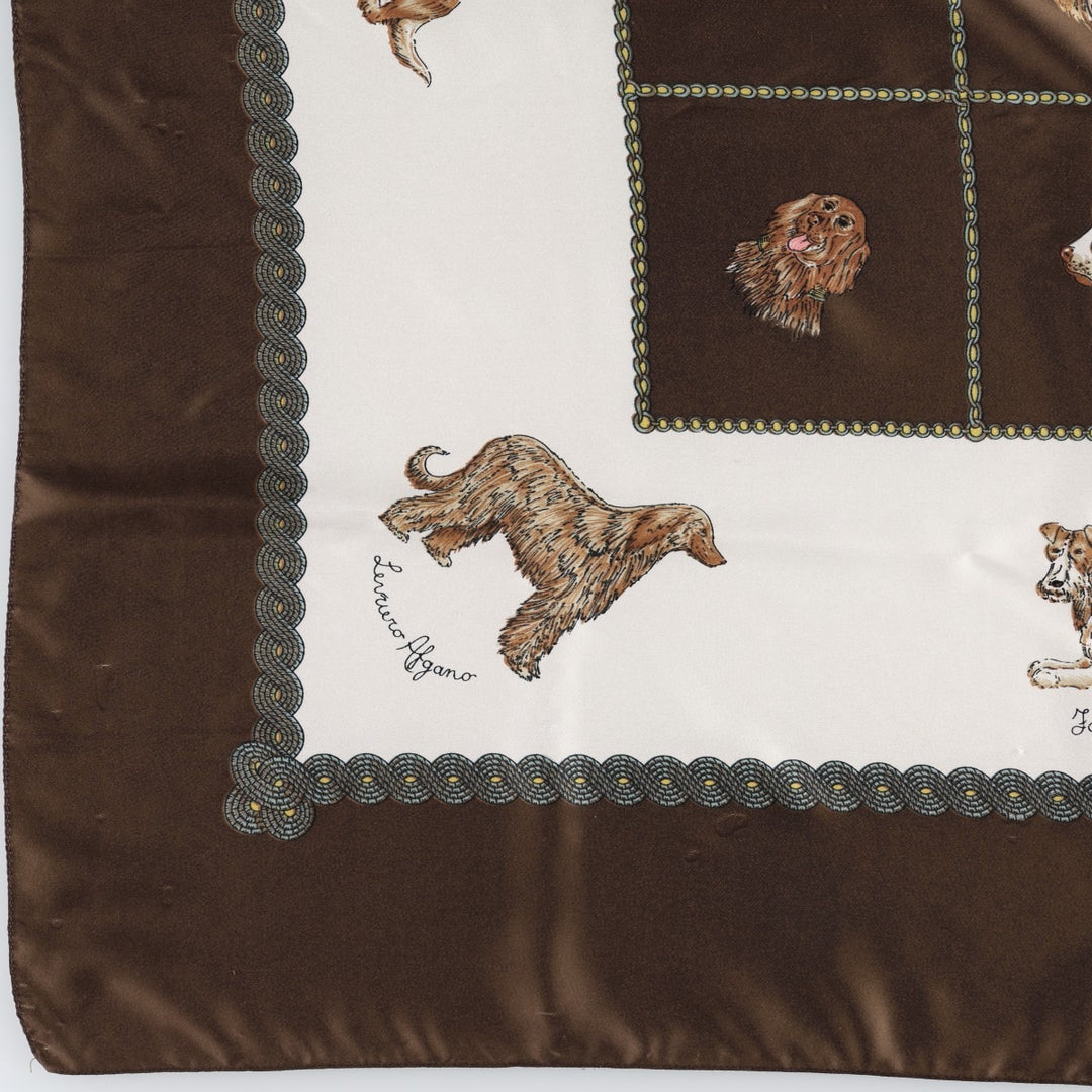 Dog-patterned scarf unclear brown type Vintage Second Hand