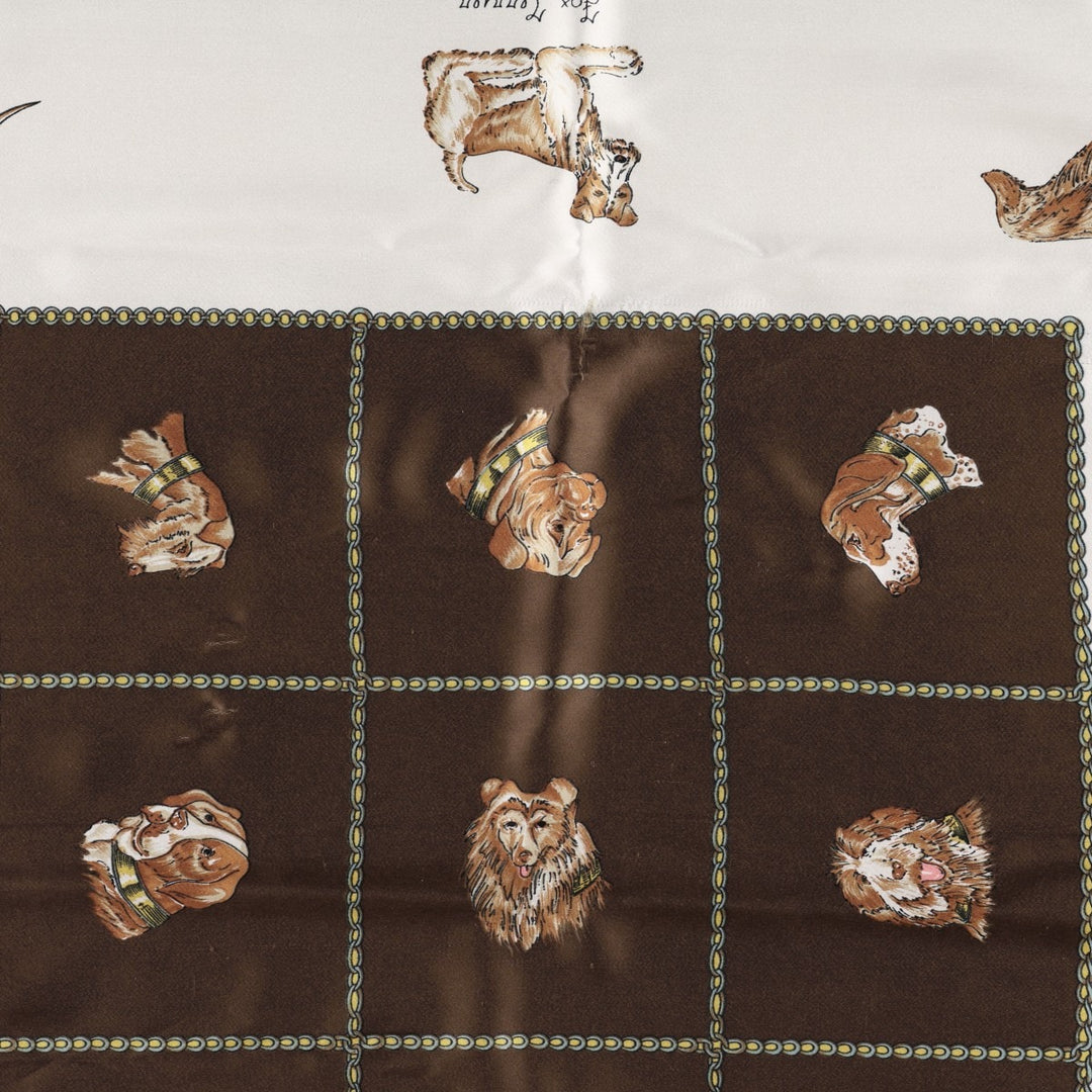 Dog-patterned scarf unclear brown type Vintage Second Hand