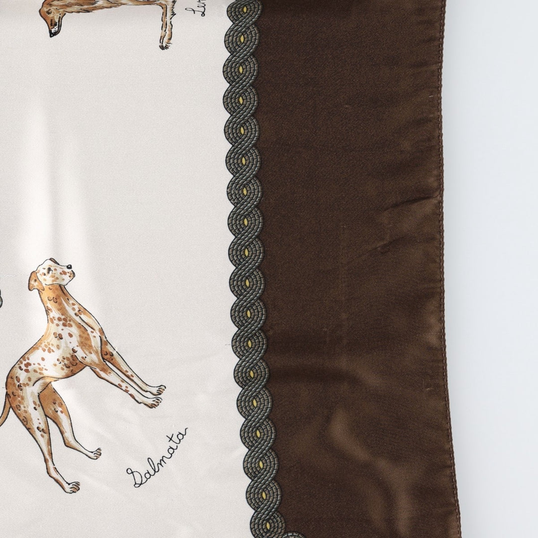 Dog-patterned scarf unclear brown type Vintage Second Hand