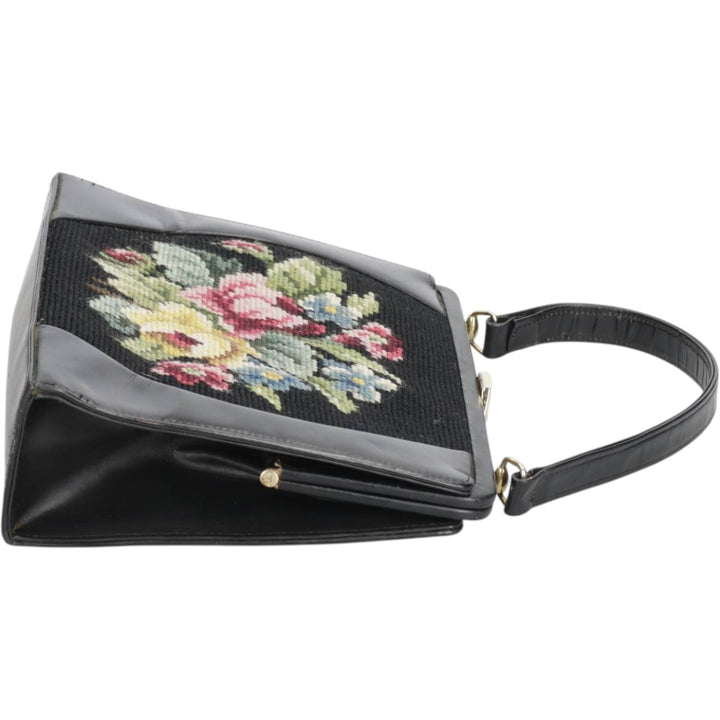 Floral Pattern Handbag unclear black type Vintage Second Hand